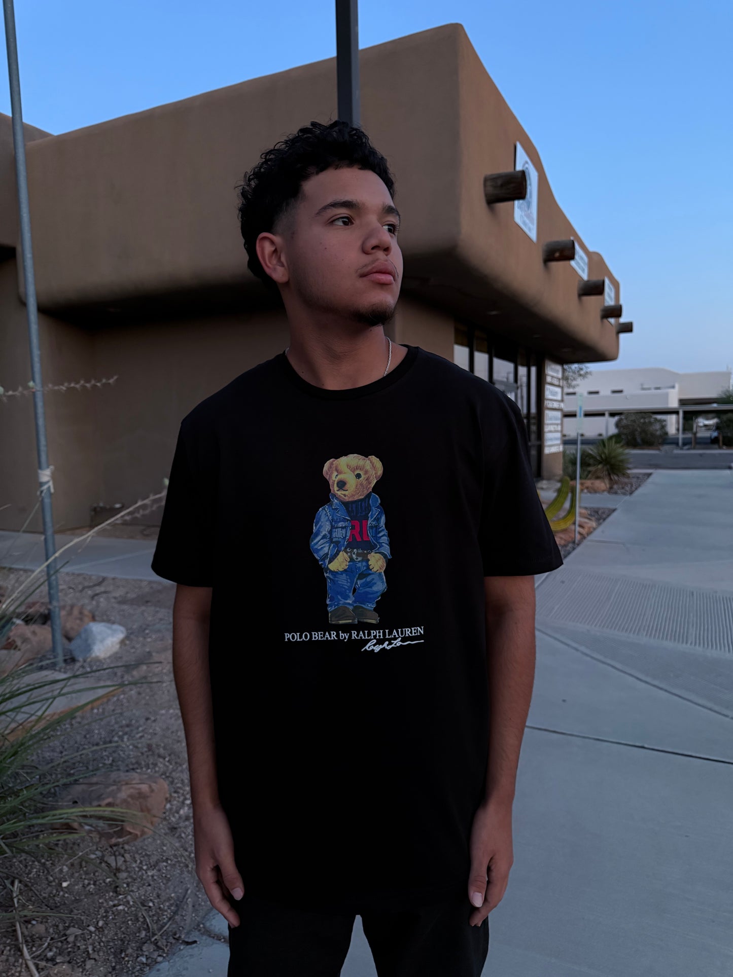 Polo Bear T-Shirt – Double RL Denim Style (Black) Classic Fit