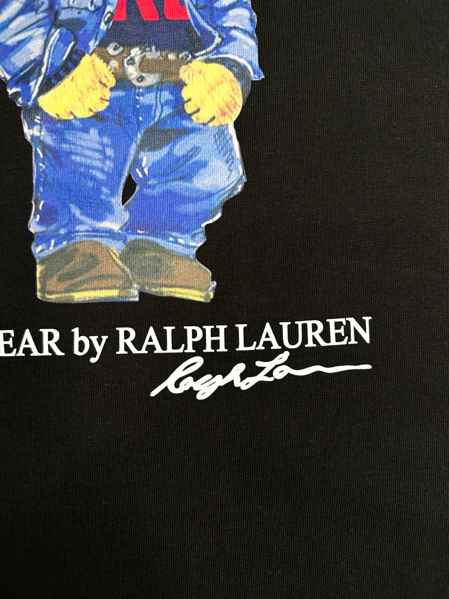 Polo Bear T-Shirt – Double RL Denim Style (Black) Classic Fit