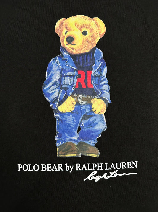 Polo Bear T-Shirt – Double RL Denim Style (Black) Classic Fit