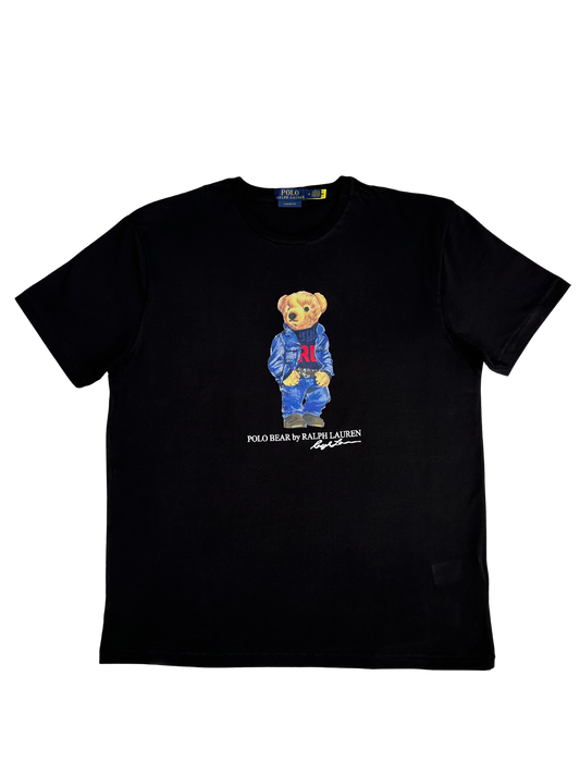 Polo Bear T-Shirt – Double RL Denim Style (Black) Classic Fit
